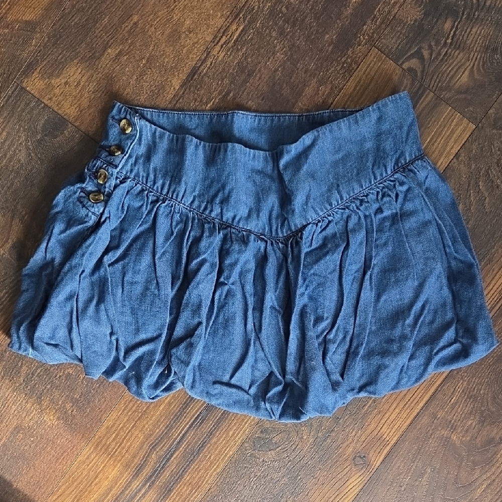 American Eagle Outfitters Denim-like Navy Bubble Skort